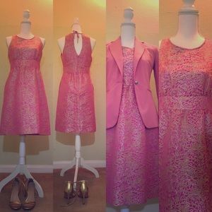 Pink textured floral J. Crew Dress with tie